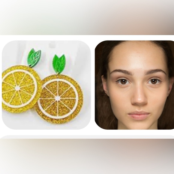 Sparkly Lemon Statement Drop Earrings - Picture 4 of 16
